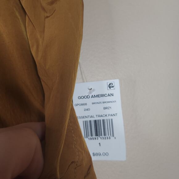 Good American Essential Nylon Track Pants in Bronze Size S - Picture 7 of 10
